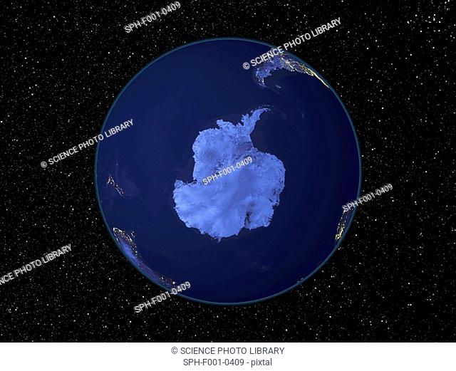 Antarctica at night, satellite image