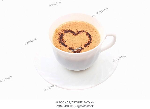 Cup of coffee with decoration in form heart