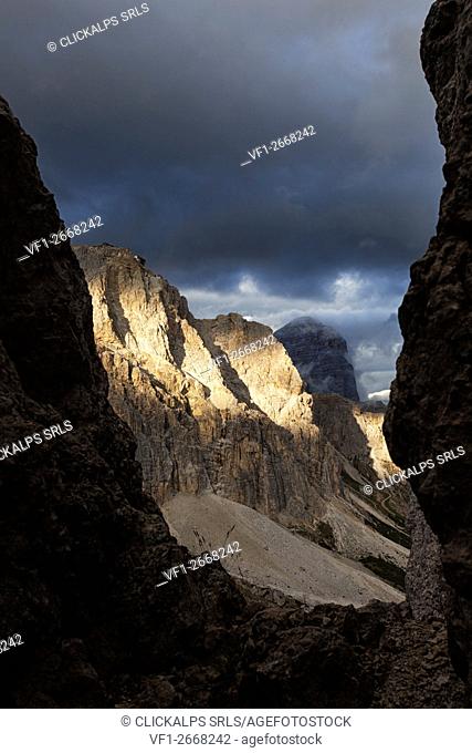 Lagazuoi from Sass de Stria, Dolomites, Cortina d'Ampezzo, Belluno, Veneto, Italy