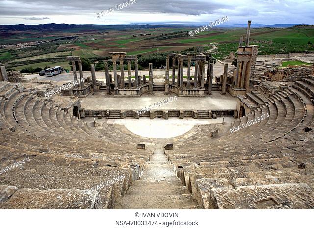 Roman theatre 168 AD, Dougga Thugga, UNESCO World Heritage Site, Tunisia