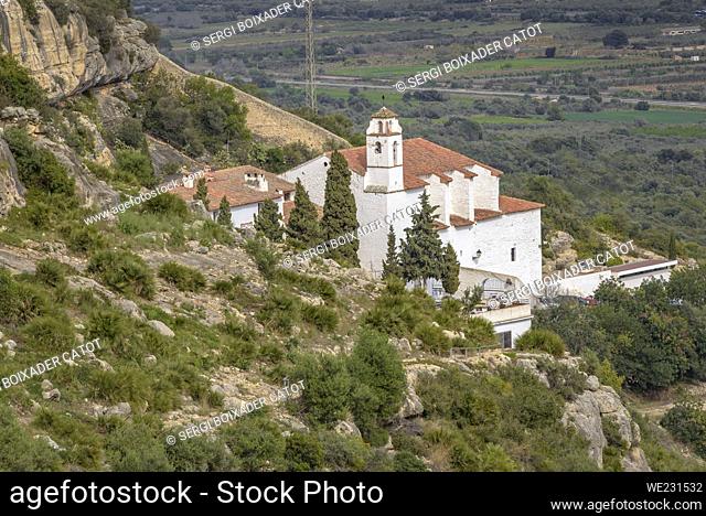 La Pietat Hermitage (the piety) in the Godall mountain range. (Ulldecona, Tarragona, Catalonia, Spain)