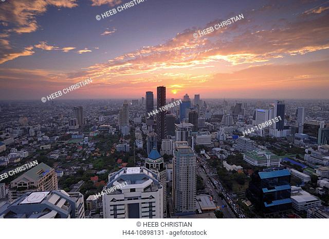 Evening, view, Banyan Tree Tower, City, Bangkok, Thailand, Asia