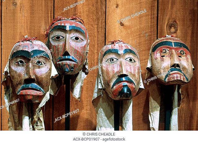 Alert Bay, U'mista Cultural Center, masks from the Potlach Collection, British Columbia, Canada