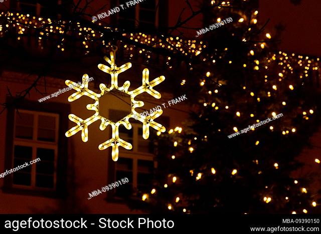 Germany, Baden-Württemberg, Karlsruhe, Christmas lights in the district of Durlach
