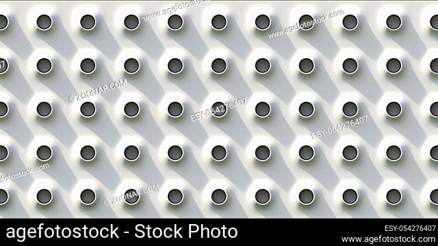 Holes arranged in rows abstract background 3D render illustration