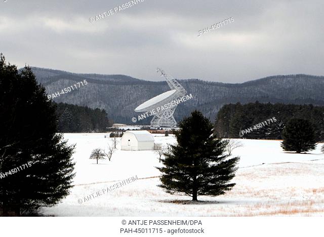 The world's steerable radio telescope in Green Bank,  West Virginia, USA, 15 December 2013. There is a Radio Quiet Zone in the area so that the telescope can...