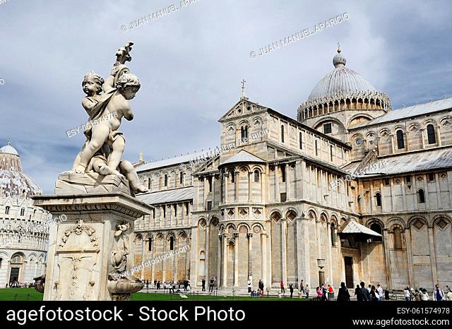 Detail of the Duomo in the Piazza dei Miracoli, Pisa, Italy