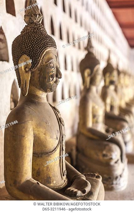 Laos, Vientiane, Wat Si Saket, Vientiane's oldest temple, interior Buddha cloister