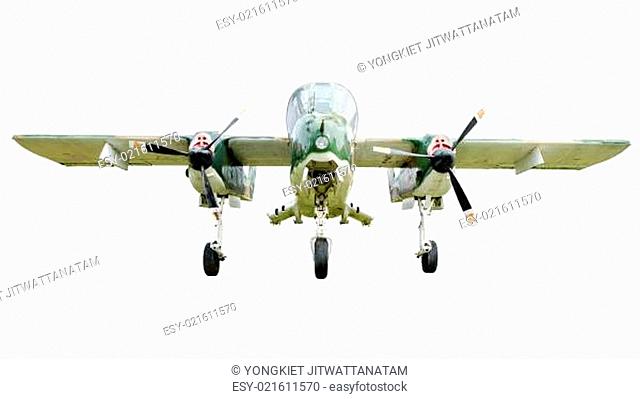 Old combat aircraft on white background