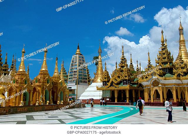 Burma / Myanmar: Inside the Shwedagon Pagoda complex, Yangon (Rangoon)