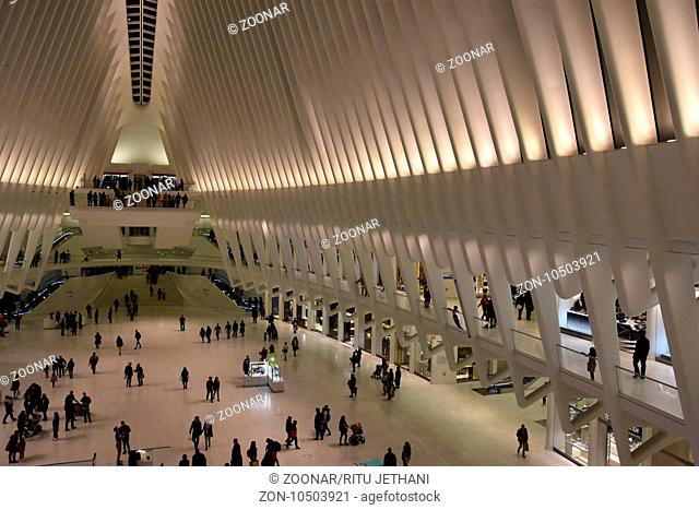 Inside the Oculus of the Westfield World Trade Center Transportation Hub in New York