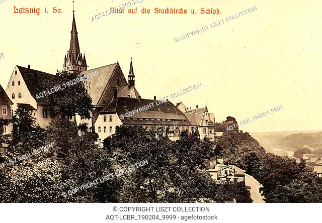 Churches in Leisnig, Burg Mildenstein, 1908, Landkreis Mittelsachsen, Leisnig, Stadtkirche und SchloÃŸ, Germany