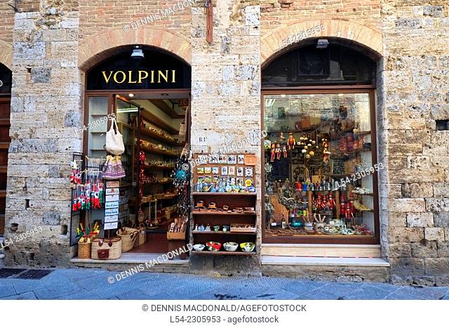 Gift shop San Gimignano Italy Tuscany IT Europe EU