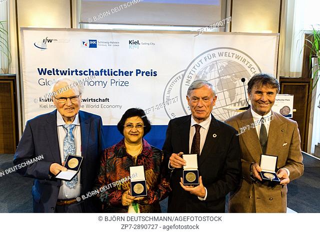 KIEL, GERMANY - June 18 2017: The Awarding of the Global Economy Prize 2017 from the Kiel Institut for the World Economy during the Kieler Woche 2017