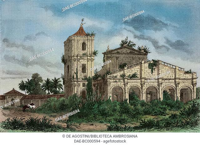 Ruins of St Michael's mission church, drawing by Lancelot from a sketch by Bonpland, from Travels in Paraguay by Aime Bonpland (1773-1858)