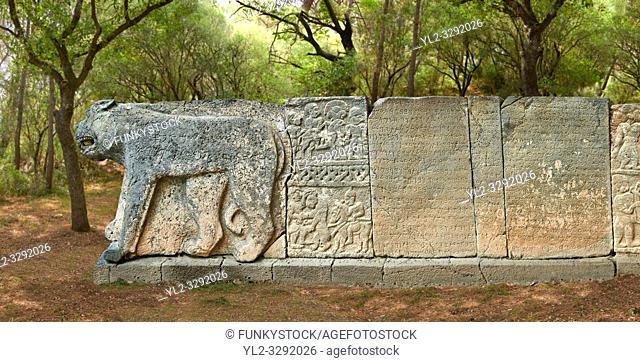 Pictures & images of the North Gate ancient Hittite stele stone slabs with stele of Hittite Gods, mythical beasts and lion as well as carvings of the Phoenician...