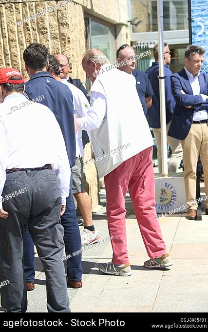 King Juan Carlos of Spain attends third series of the Spanish 6 Metres Cup day 1 at Sanxenxo Royal Yacht Club on May 20, 2022 in Sansenxo, Spain