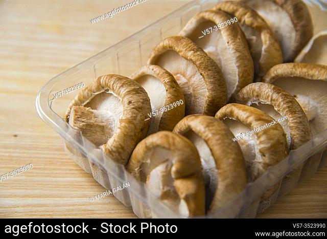 Mushrooms in plastic pack