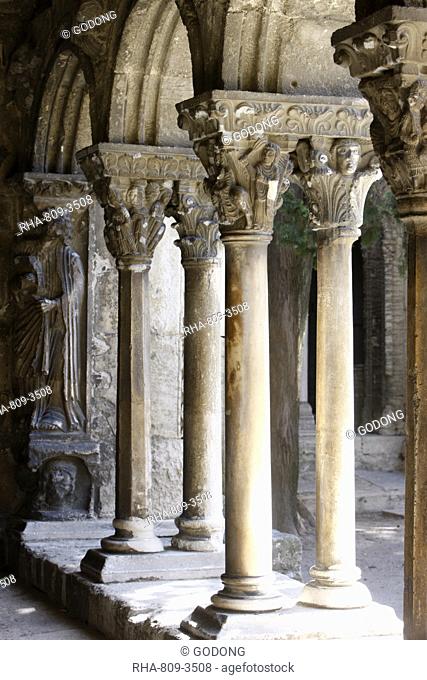 Saint-Trophime church cloister, Arles, Bouches du Rhone, France, Europe