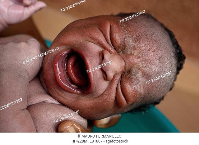 African newborn baby crying