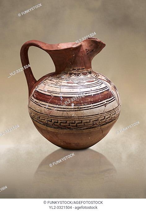 Phrygian terracotta trefoil jug decorated with geometric designs. 8th-7th century BC . Çorum Archaeological Museum, Corum, Turkey