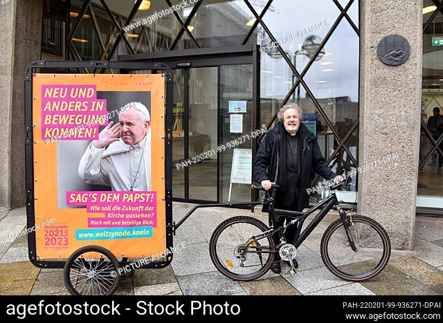 01 February 2022, North Rhine-Westphalia, Cologne: The Auxiliary Bishop of Cologne, Rolf Steinhäuser, activates the digital participation platform for the...