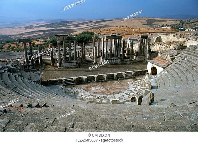 The Roman theatre of Dougga, with a Corinthian colonnade, 2nd century