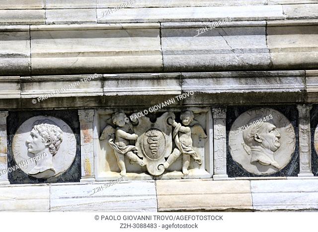 Certosa di Pavia details of facade, Pavia, Lombardy, Italy