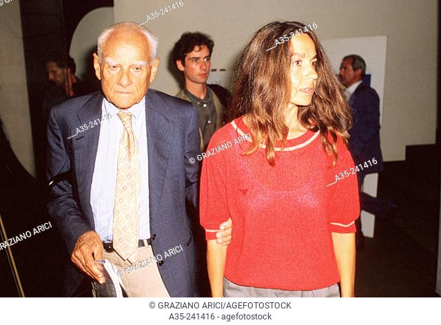 Alberto Moravia and his wife Carmen Llera, 1987