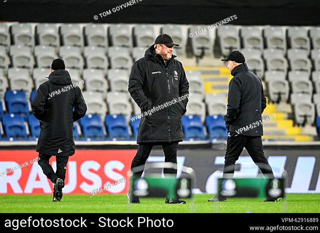 Gent's head coach Hein Vanhaezebrouck pictured during a training session of Belgian soccer team KAA Gent on Tuesday 14 March 2023 in Istanbul, Turkey