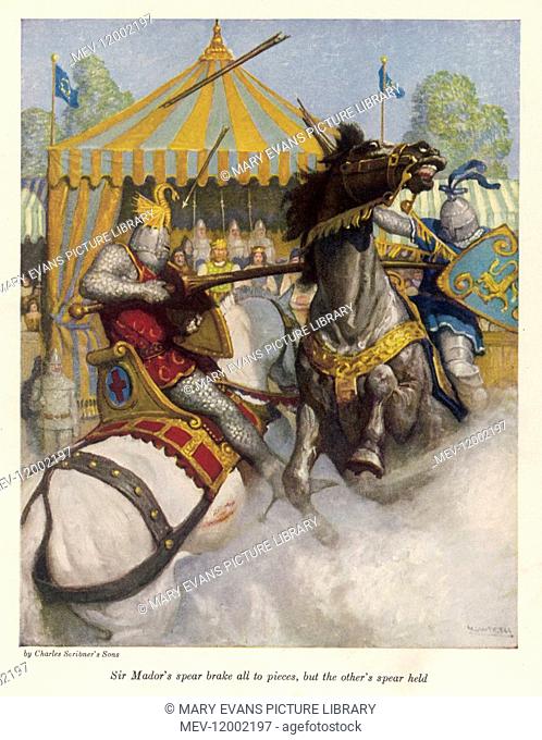 Lancelot defeats Sir Mador de la Porte in the battle to uphold the honour of Guinevere