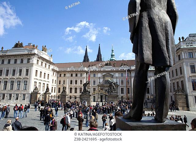 Statue of T. G. Masaryk at Prague Castle Square, (Czech: Hradcanske namesti), Prague, Czech Republic, Europe