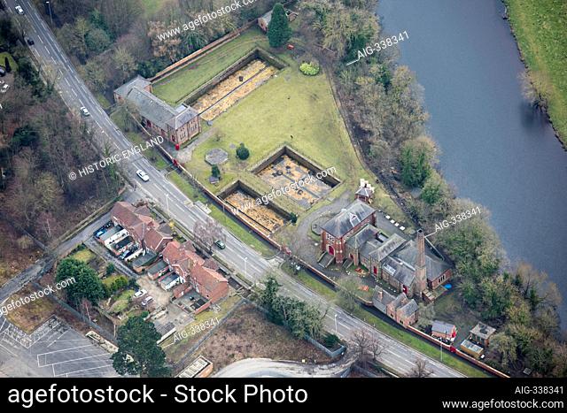 Coniscliffe Road waterworks, Darlington, County Durham, UK. Aerial view