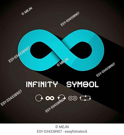 Infinity Symbol - Vector Blue Retro Endless Sign on Dark Background