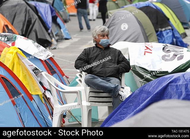 MEXICO CITY, MEXICO - SEPTEMBER 21: Movement called National Anti-AMLO Front continues a sit-in at the main square in rejection of the President of Mexico...