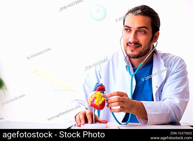 Young doctor cardiologist working in the clinic