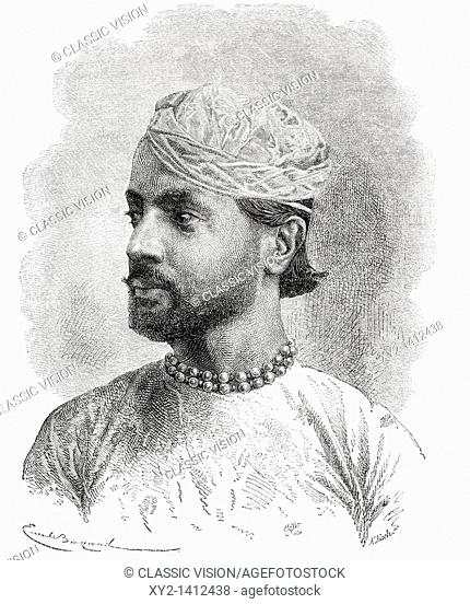 Maharao Raja Shri Sheodan Singhji Veerendra Shiromani Dev Bharat Prabhakar Bahadur, 1845 to 1874  Maharao Raja of Alwar, India  From El Mundo en la Mano