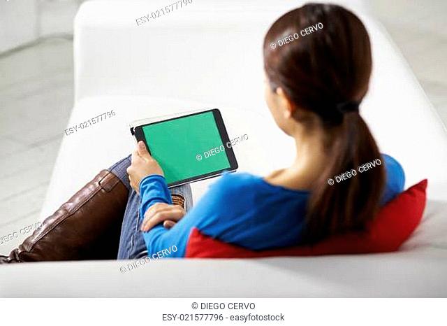 asian girl using touch pad device
