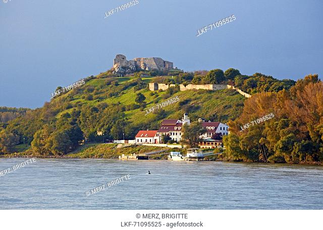 Theben castle above DevÝn , River Danube , Slovakia , Europe