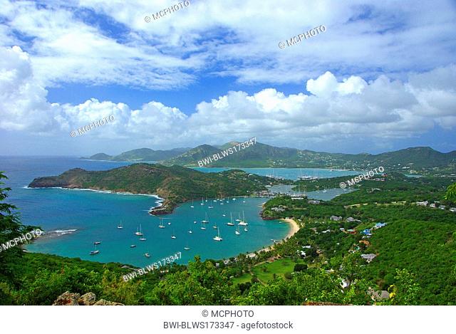 Leewards Island, Leeward Inseln, Shirley Heights, English Harbour, Falmouth Harbour, Antigua and Barbuda, Caribbean Sea