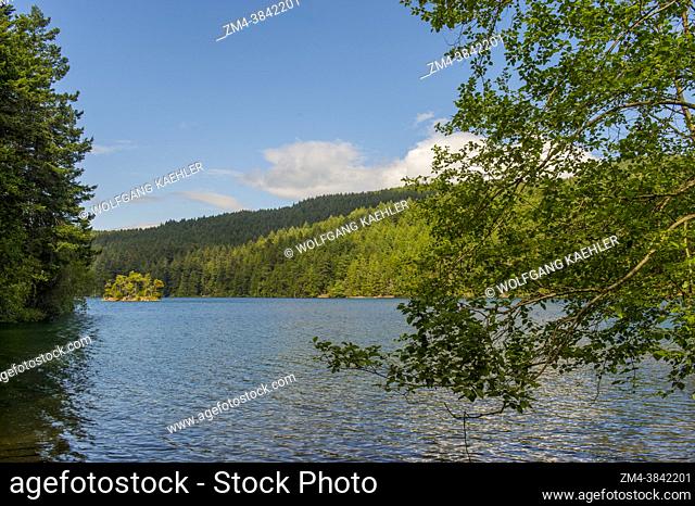 View of Mountain Lake in the Moran State Park on Orcas Island, San Juan Islands in Washington State, United States