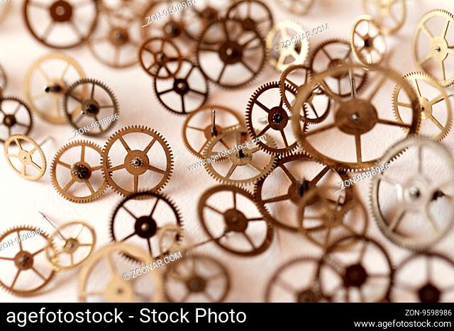 Detail of clock parts for restoration - close up photo