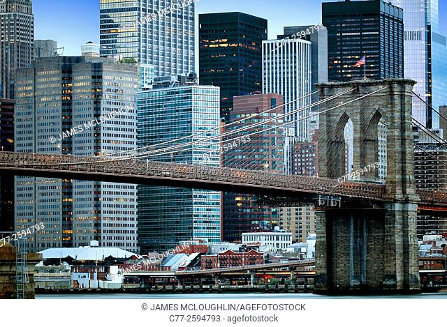 New York City, Brooklyn Bridge, Manhattan, Skyline