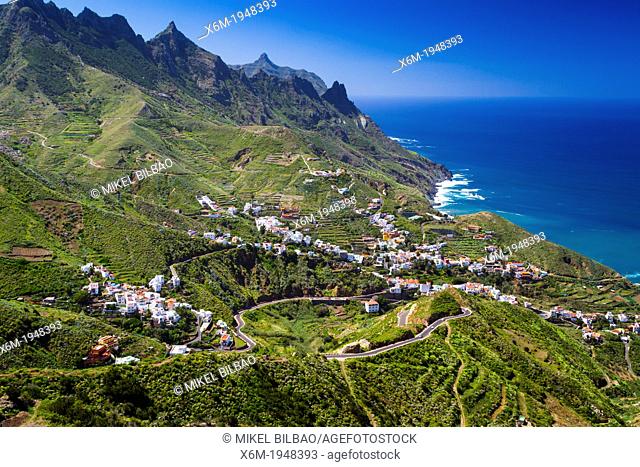 Taganaga village and cliffs. Santa Cruz de Tenerife, Tenerife, Canary Islands, Atlantic Ocean, Spain