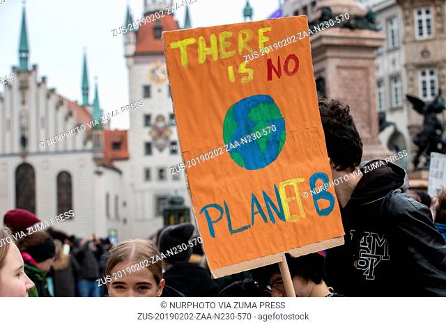 February 2, 2019 - Munich, Bavaria, Germany - Sign reading ' There is no Planet B ', in Munich, Germany, on February 2, 2019