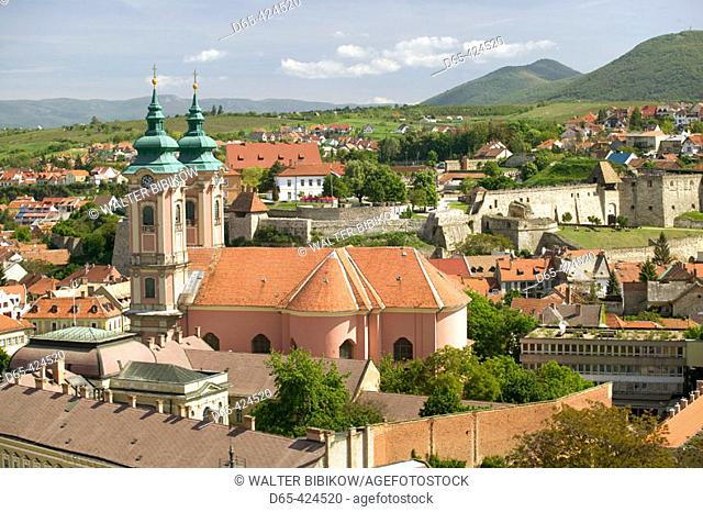 Town & Minorite Church from Lyceum Rooftop. Eger. Northern Uplands. Hungary. 2004