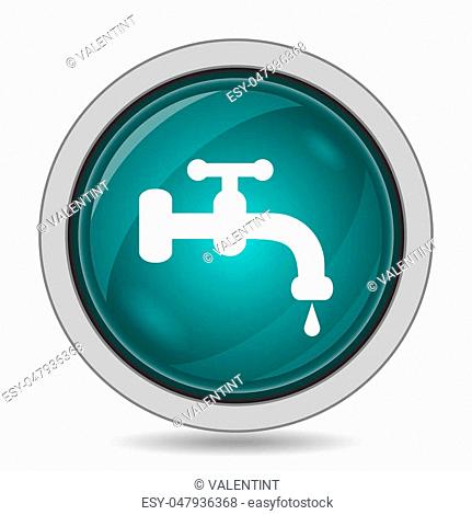 Water tap icon, website button on white background