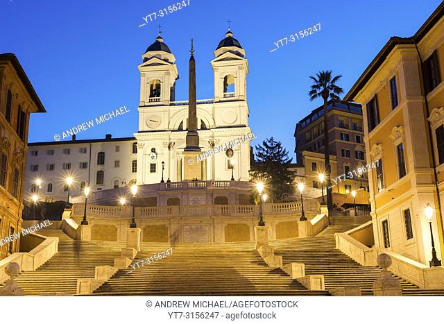 The Spanish Steps (Scalinata di TrinitÃ  dei Monti), Rome, Italy, between Piazza di Spagna and Piazza TrinitÃ  dei Monti & TrinitÃ  dei Monti church