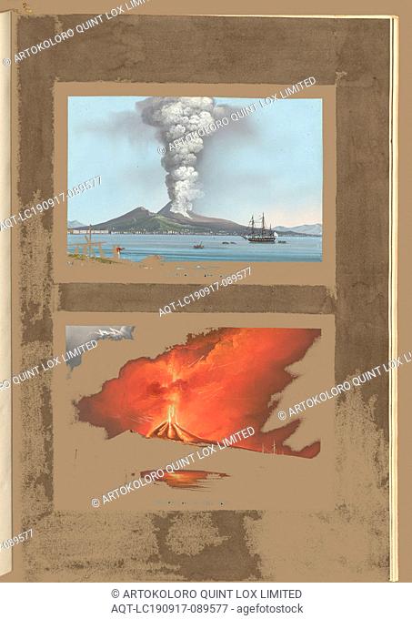 Cenere of 22. 8bre 1822 - Eruption of 22. 8bre 1822, Vesuvius in 1822 with eruption (below), copperplate engraving, hand colored, to p