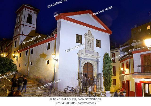 Saint Gregorio church Albaicin of Granada at sunset of Andalusia Spain